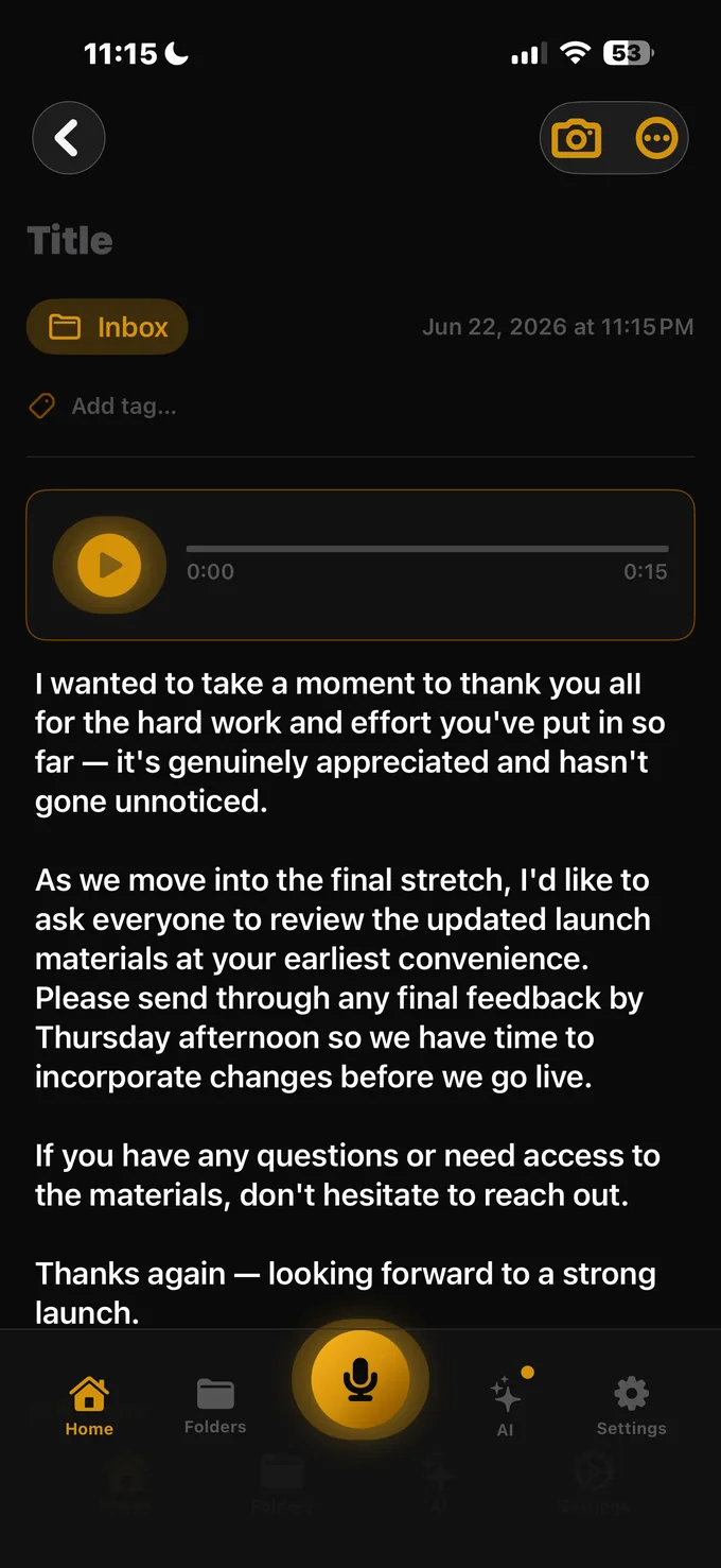 MySecretary: Voice to action — a voice note turned into a polished, ready-to-send email